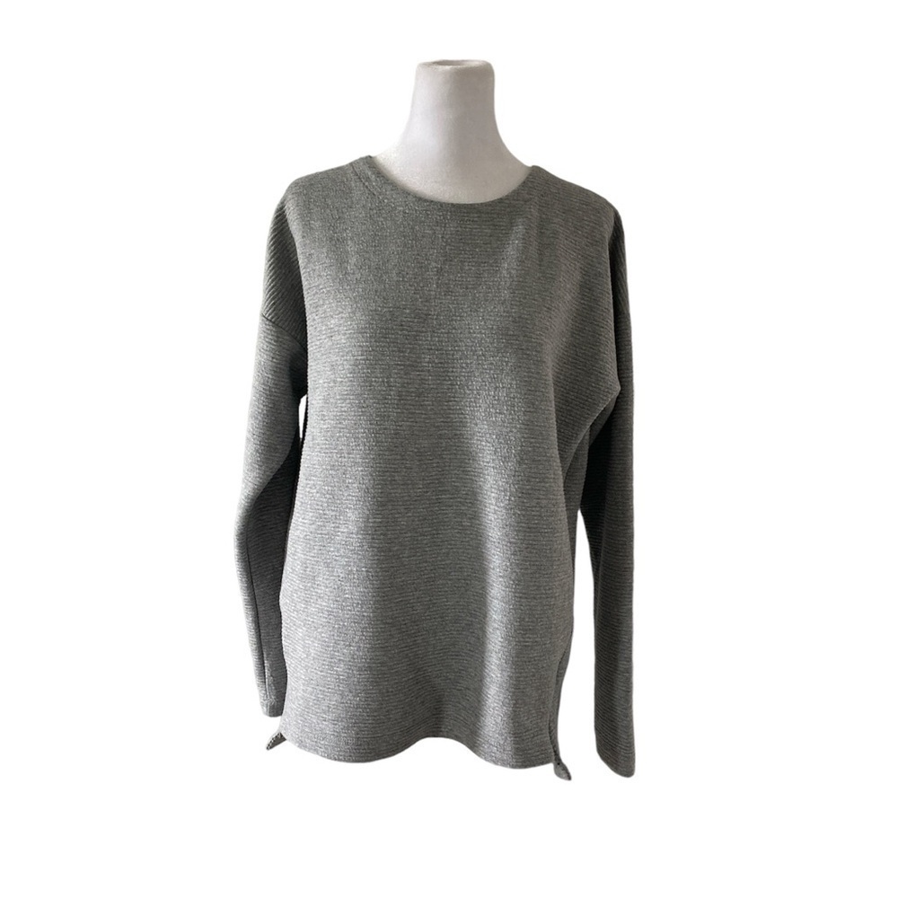 Mondetta top gray long sleeves ribbed zipper accents